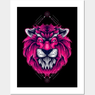 lion head mask Posters and Art